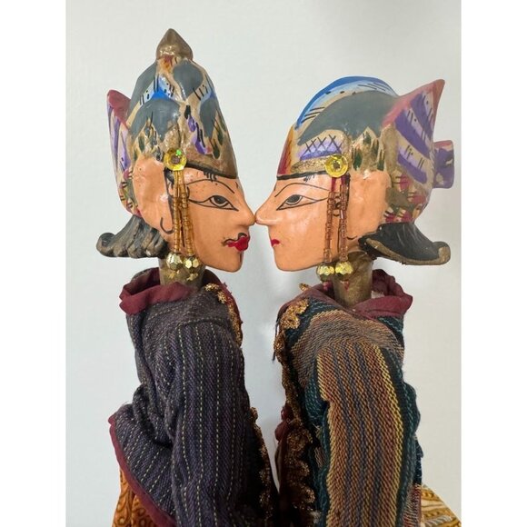 Set of Two Vintage Style Indonesian Stick Puppet Wayang Golek Rod Puppet Japanes - Picture 10 of 10